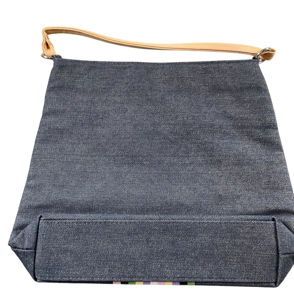 Victoria's Secret Denim Shoulder Bag‎ Pastel Stripe Accent Purse Y2K